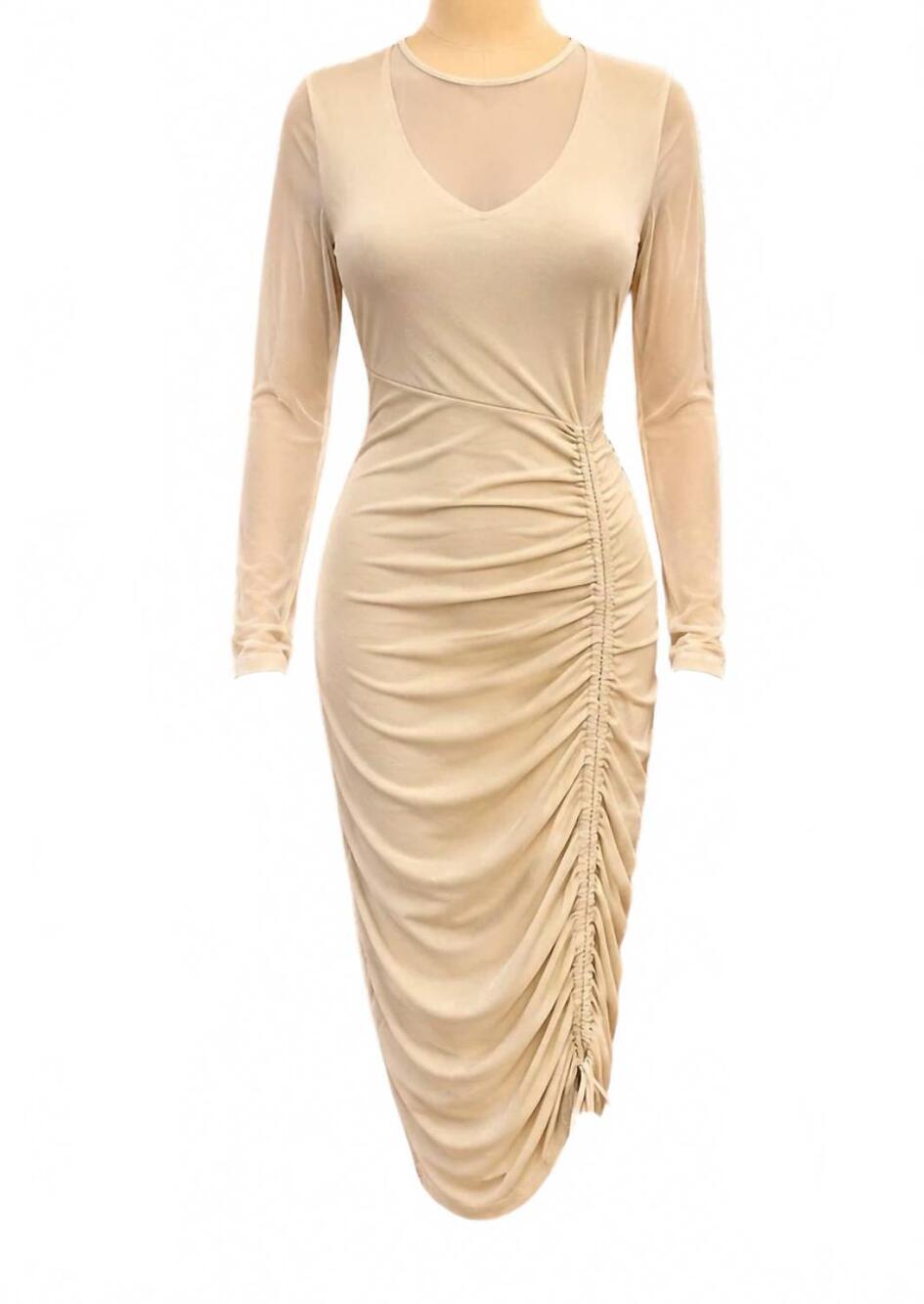 NEW BEBE women's allure long sleeve midi dress in ivory